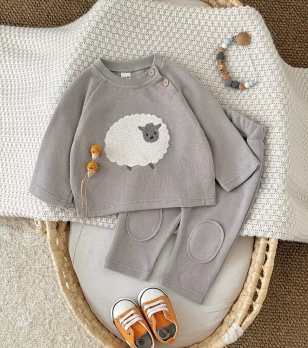 Winter warm Lamb Embroidered knit set