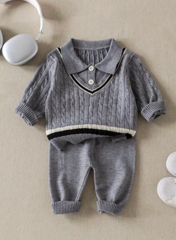Infant polo collar knit Two -Piece set
