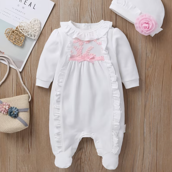 Ruffle & Bow Baby Girl Romper Set