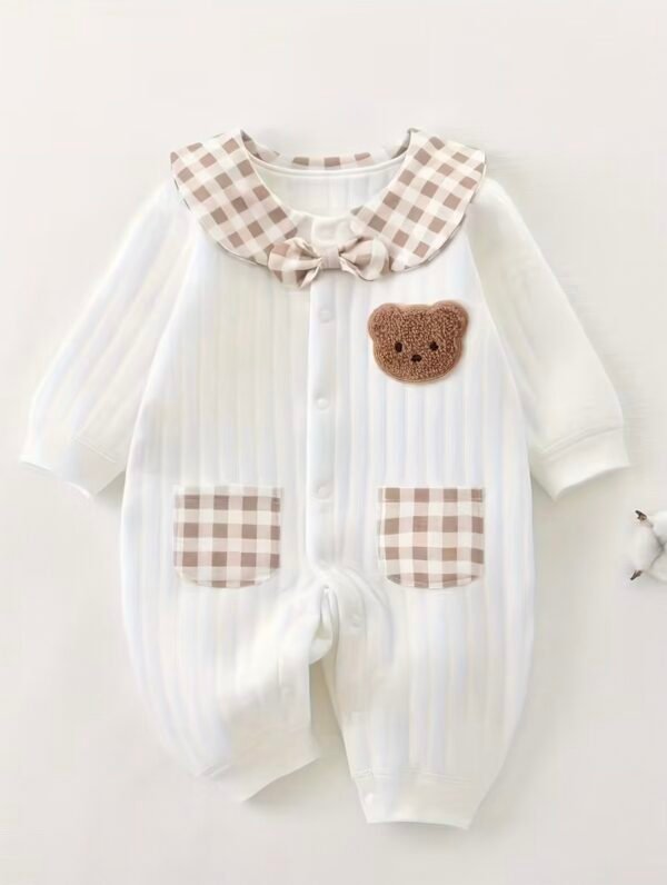 🍂 Cozy Bow Baby Long-Sleeve Romper