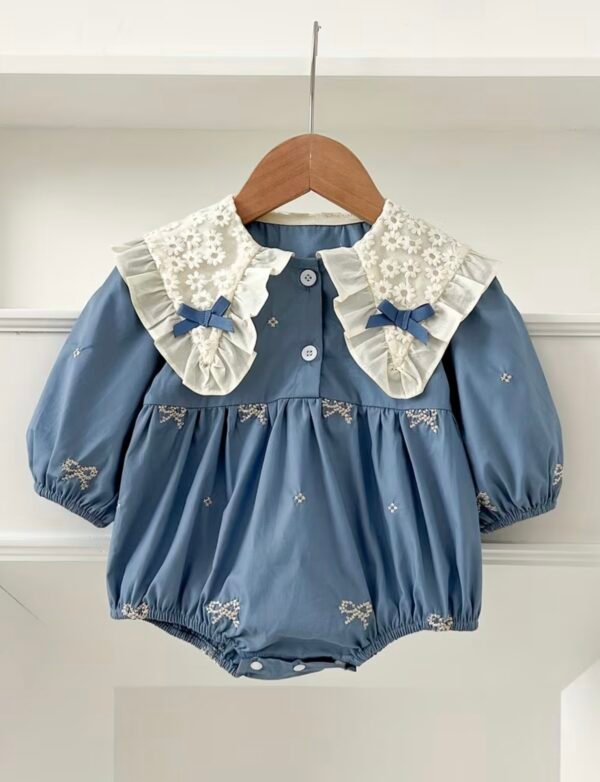 Butterfly Collar Long Sleeve Baby Romper