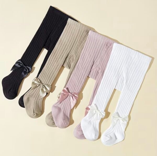Bow Accent Knitted Baby Tights