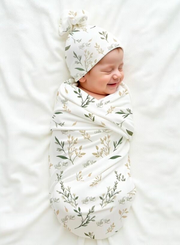 Leaf Series Newborn Photography Blanket & Hat Set