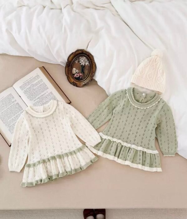 Cotton Knit Long-Sleeve Dress
