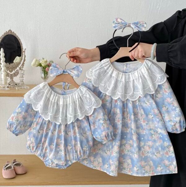 Blue Blossom Lace Collar Set – Baby & Toddler Girls
