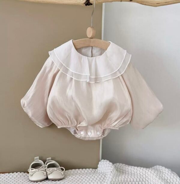 Ivory Shimmer Ruffle Romper – Baby Girls